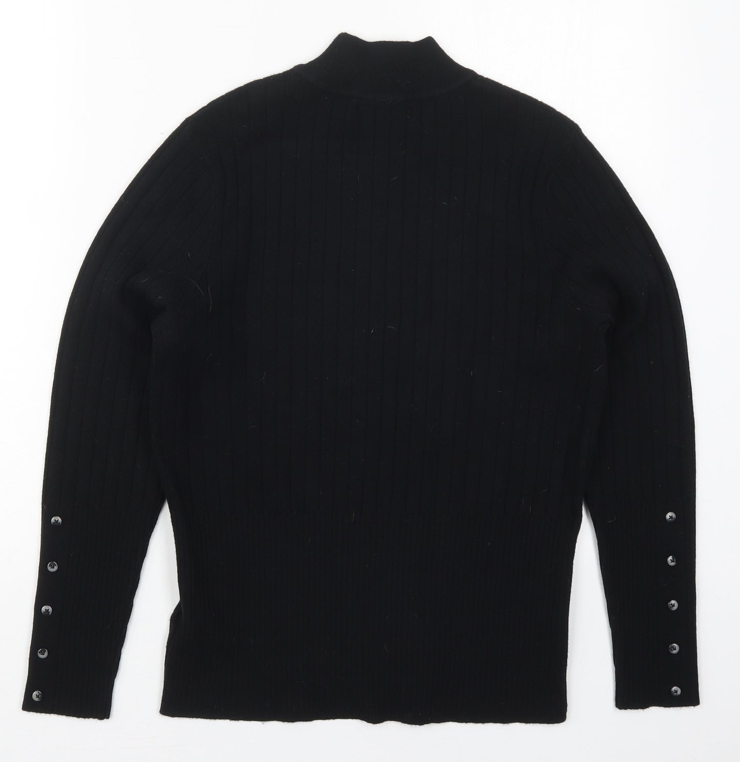 Marks and Spencer Womens Black Mock Neck  Viscose Pullover Jumper Size 14