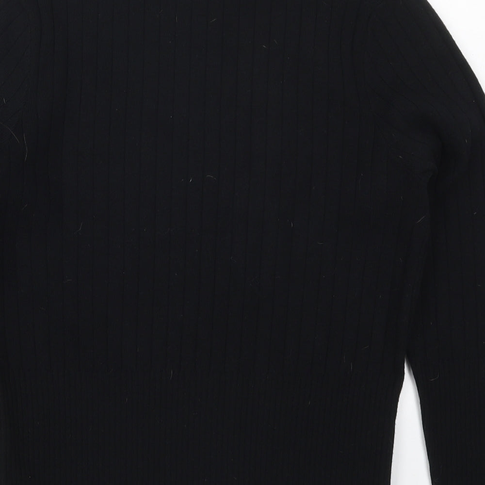 Marks and Spencer Womens Black Mock Neck  Viscose Pullover Jumper Size 14