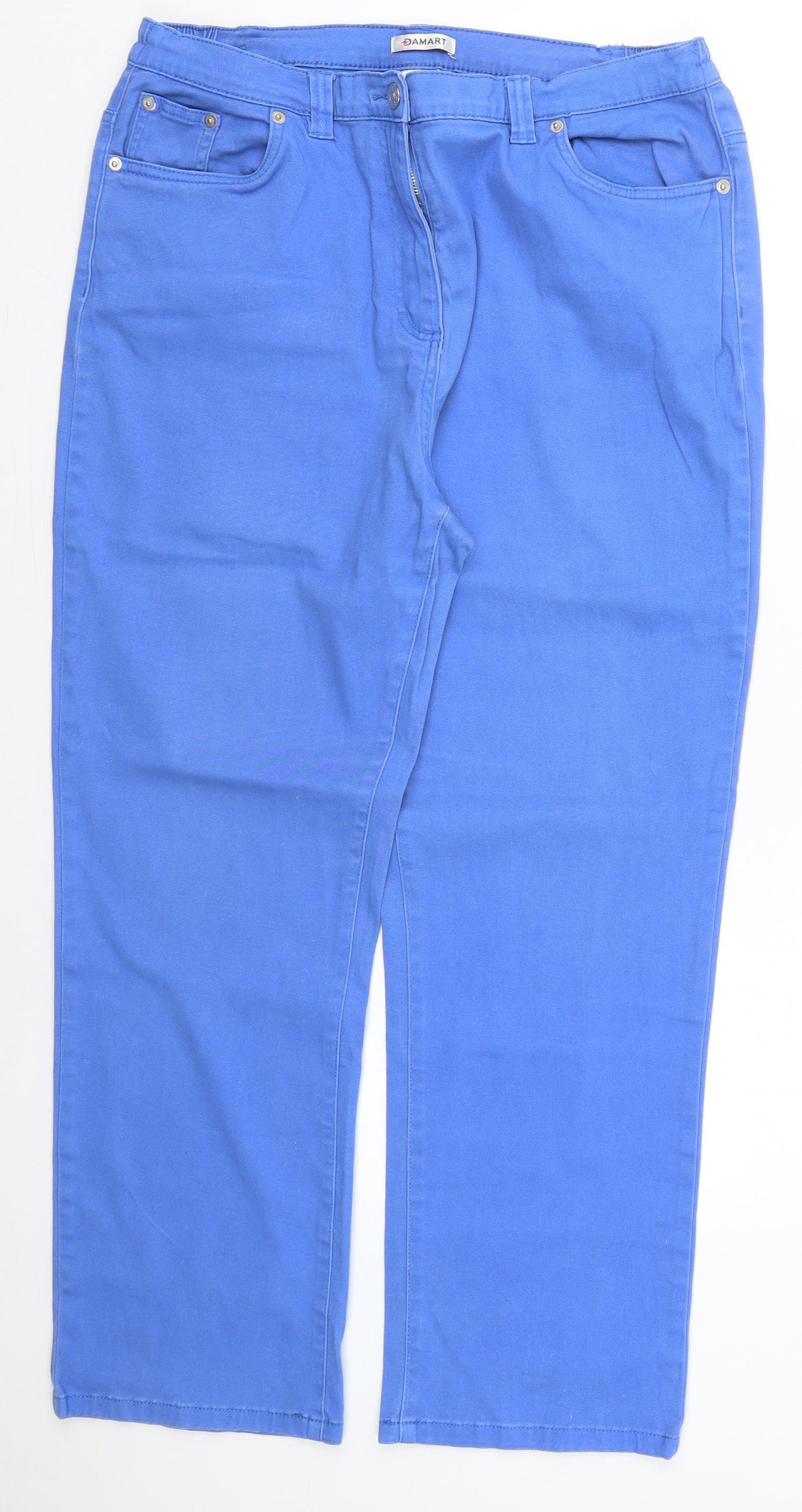 Damart Womens Blue  Cotton Straight Jeans Size 18 L28 in Regular Button