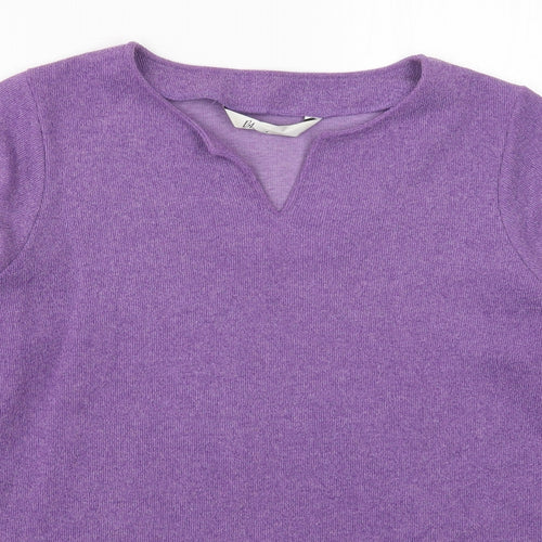 BHS Womens Purple  Polyester Basic T-Shirt Size 12 V-Neck