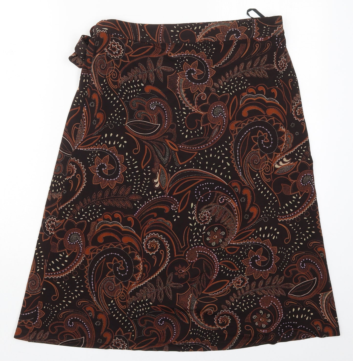 Marks and Spencer Womens Brown Paisley Viscose Wrap Skirt Size 12   Button