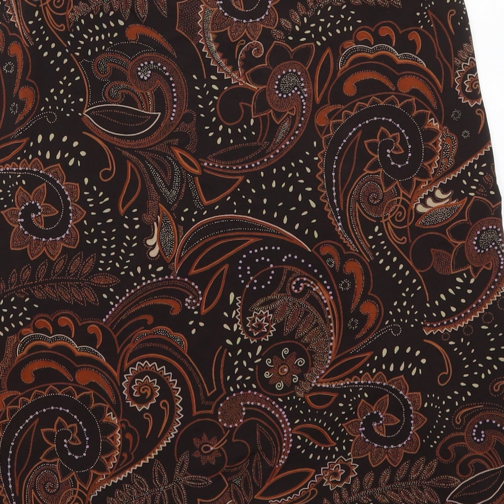 Marks and Spencer Womens Brown Paisley Viscose Wrap Skirt Size 12   Button