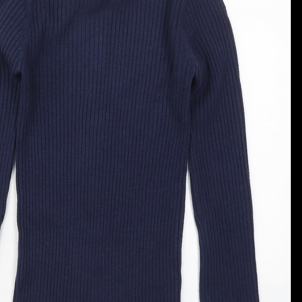 John Lewis Girls Blue Roll Neck  Acrylic Pullover Jumper Size 10 Years  Pullover
