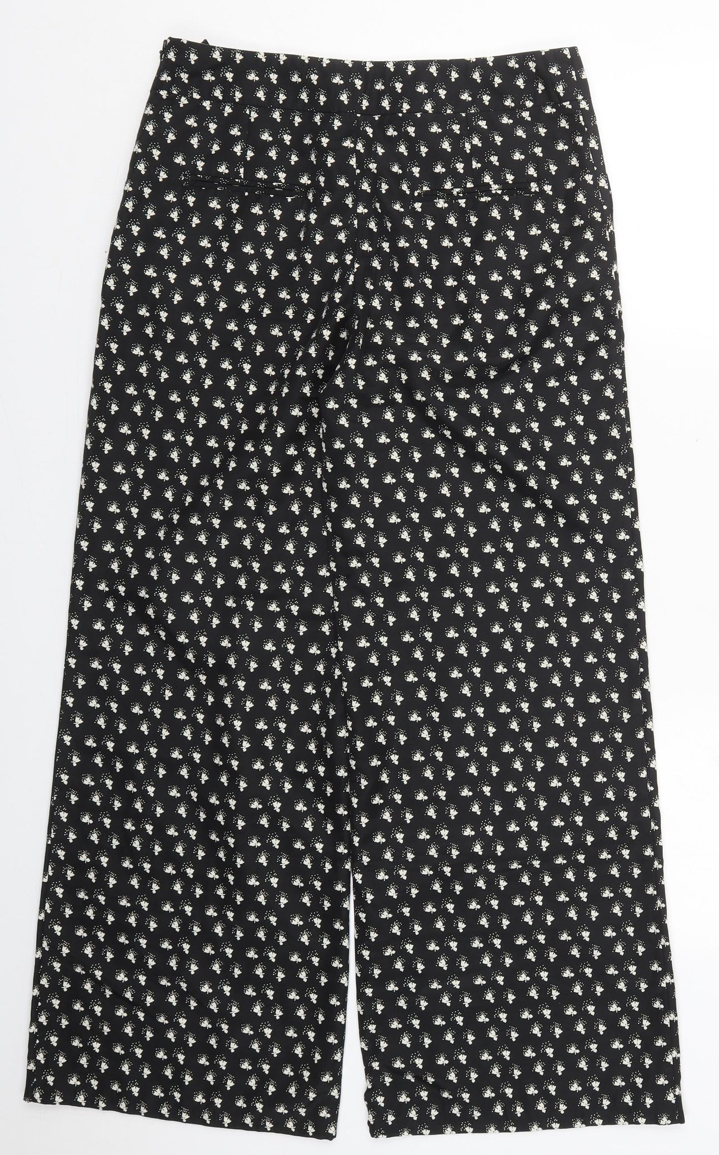 NEXT Womens Black Geometric Polyester Trousers  Size 10 L29 in Regular Zip