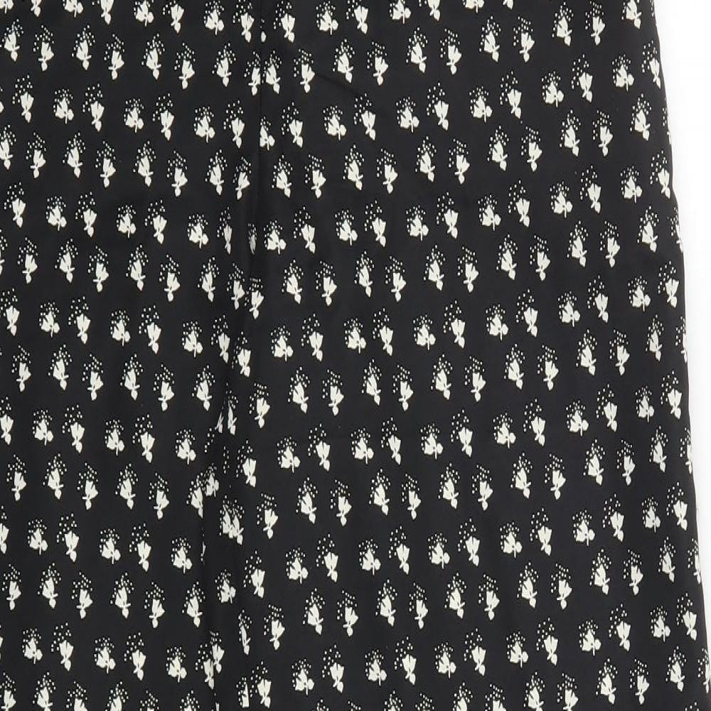 NEXT Womens Black Geometric Polyester Trousers  Size 10 L29 in Regular Zip
