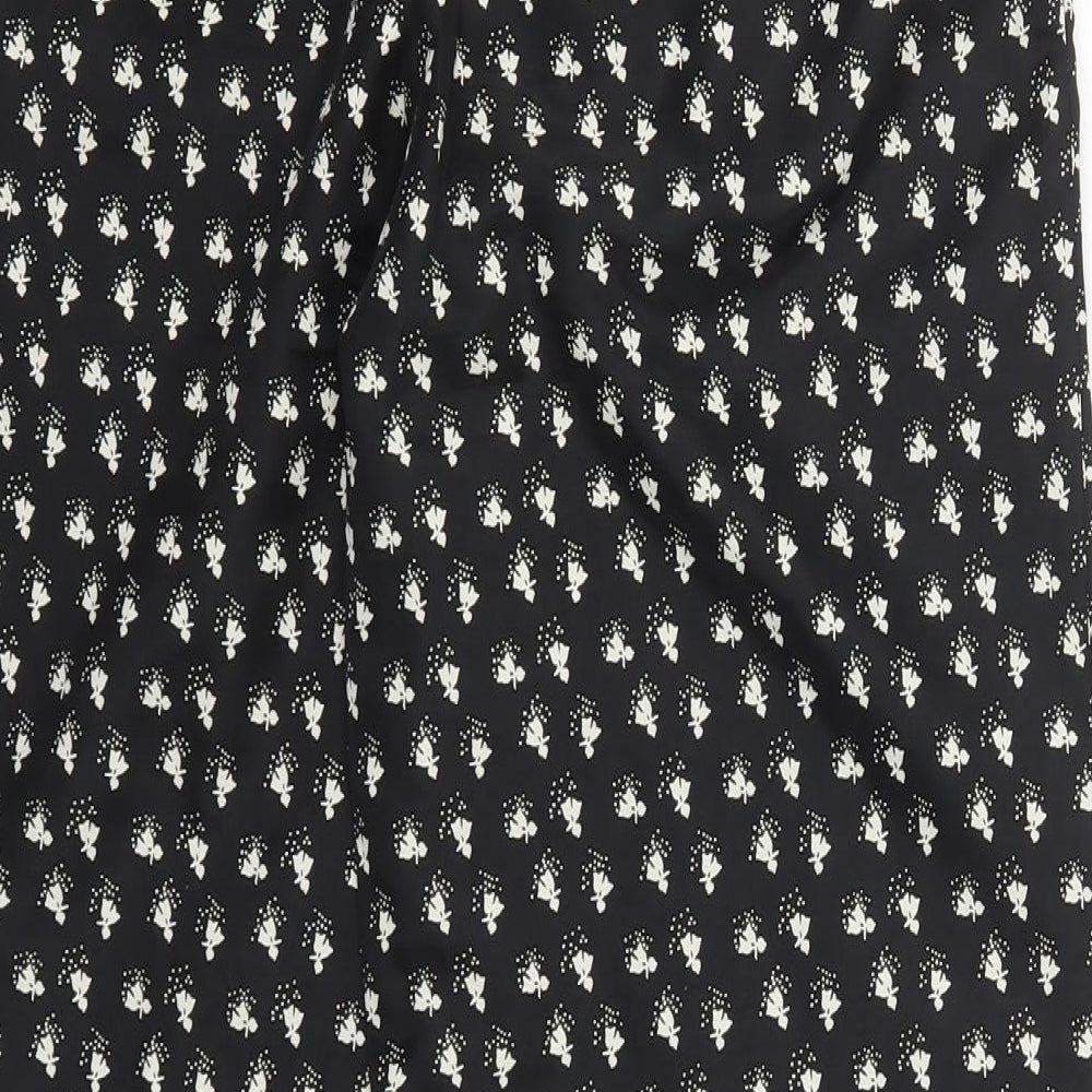 NEXT Womens Black Geometric Polyester Trousers  Size 10 L29 in Regular Zip