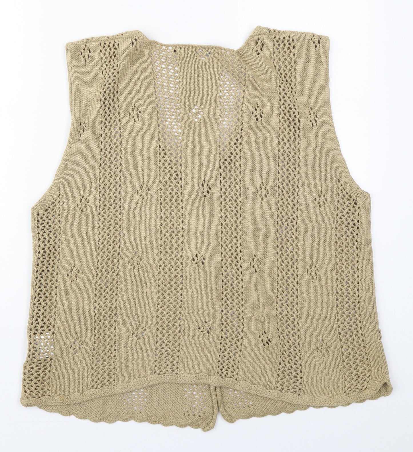 Cotton Traders Womens Beige V-Neck  Ramie Cardigan Jumper Size 14