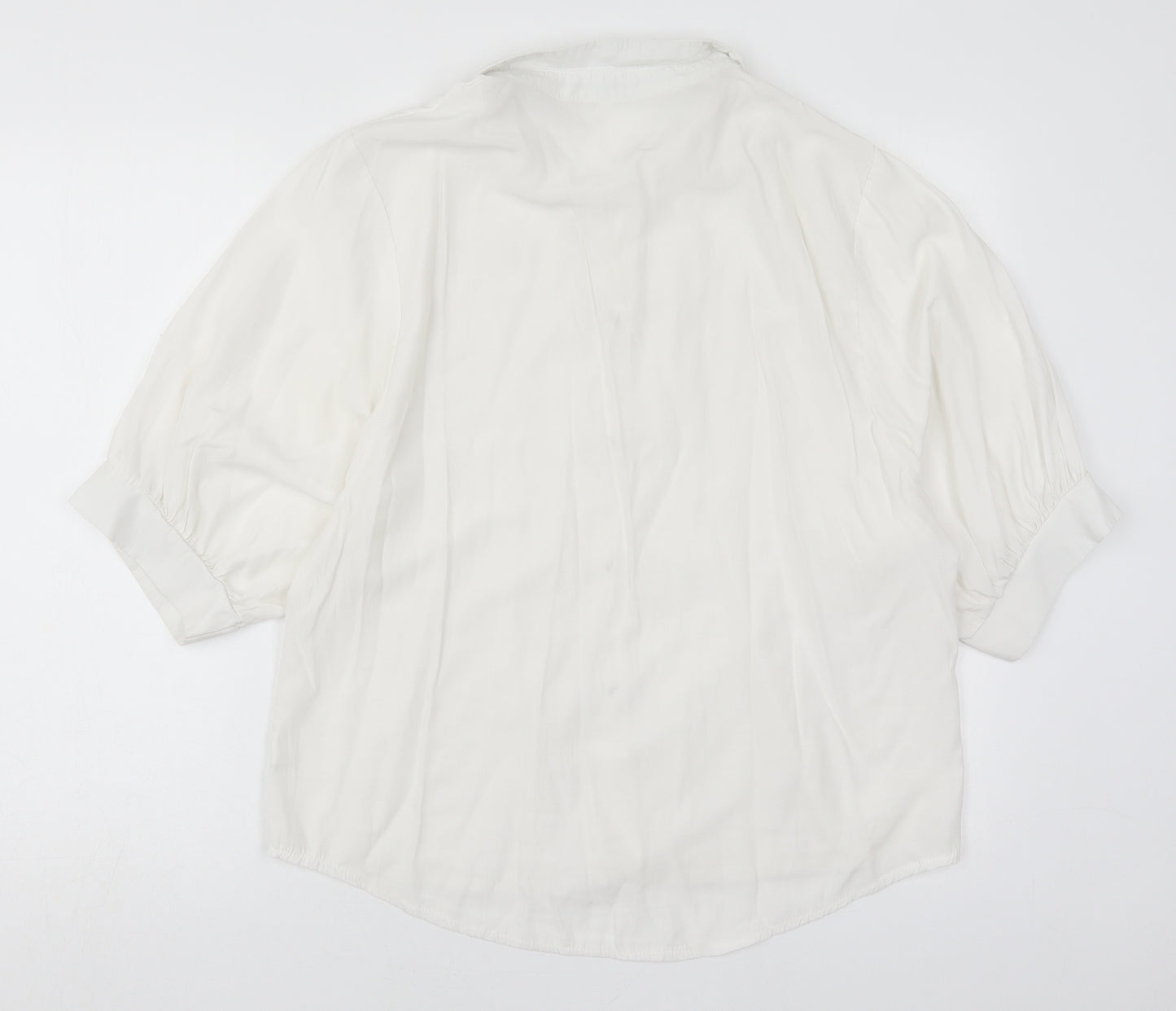 Preworn Womens White  Cotton Basic Blouse Size 4XL Collared
