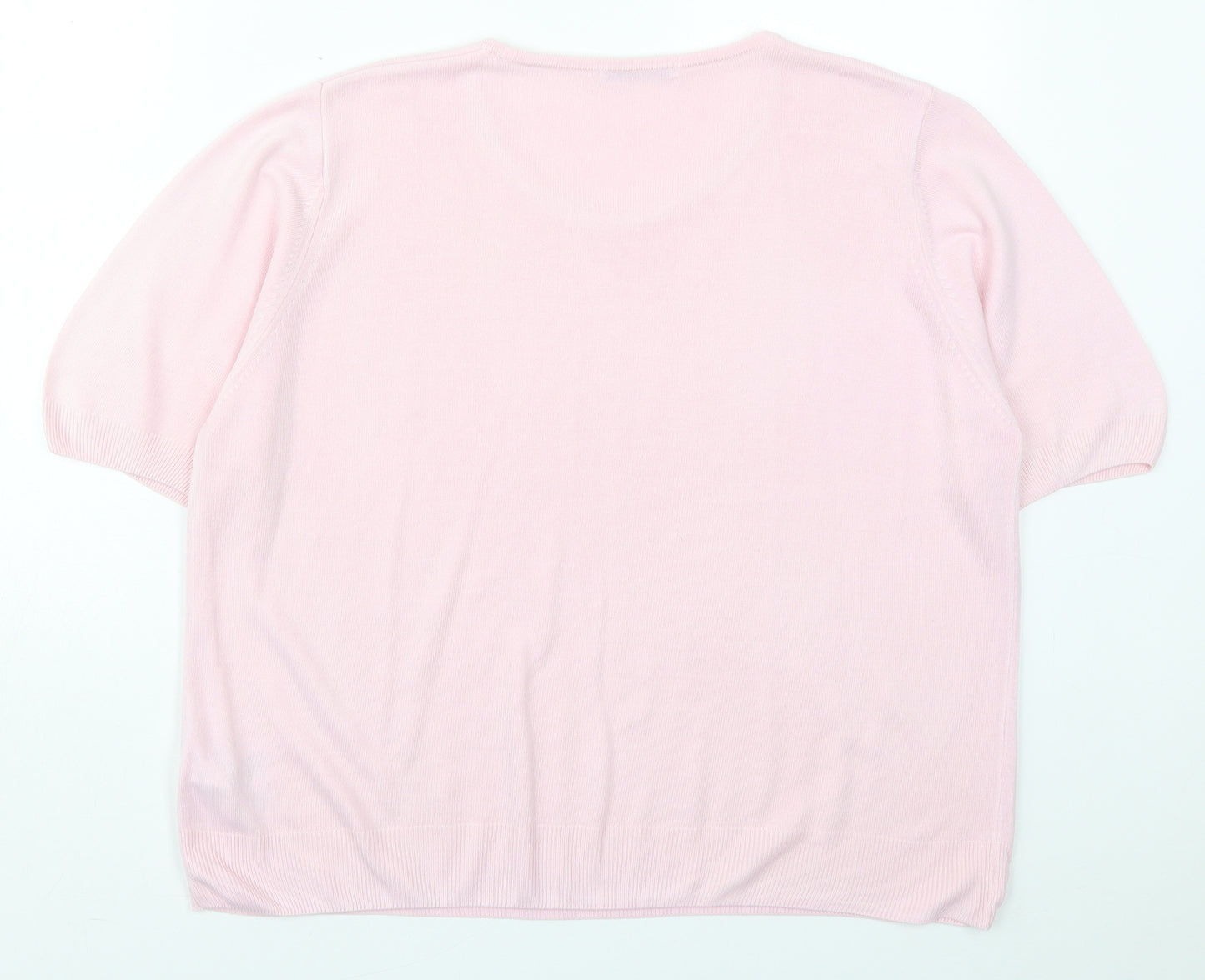 Marks and Spencer Womens Pink Crew Neck  Acrylic Pullover Jumper Size 22