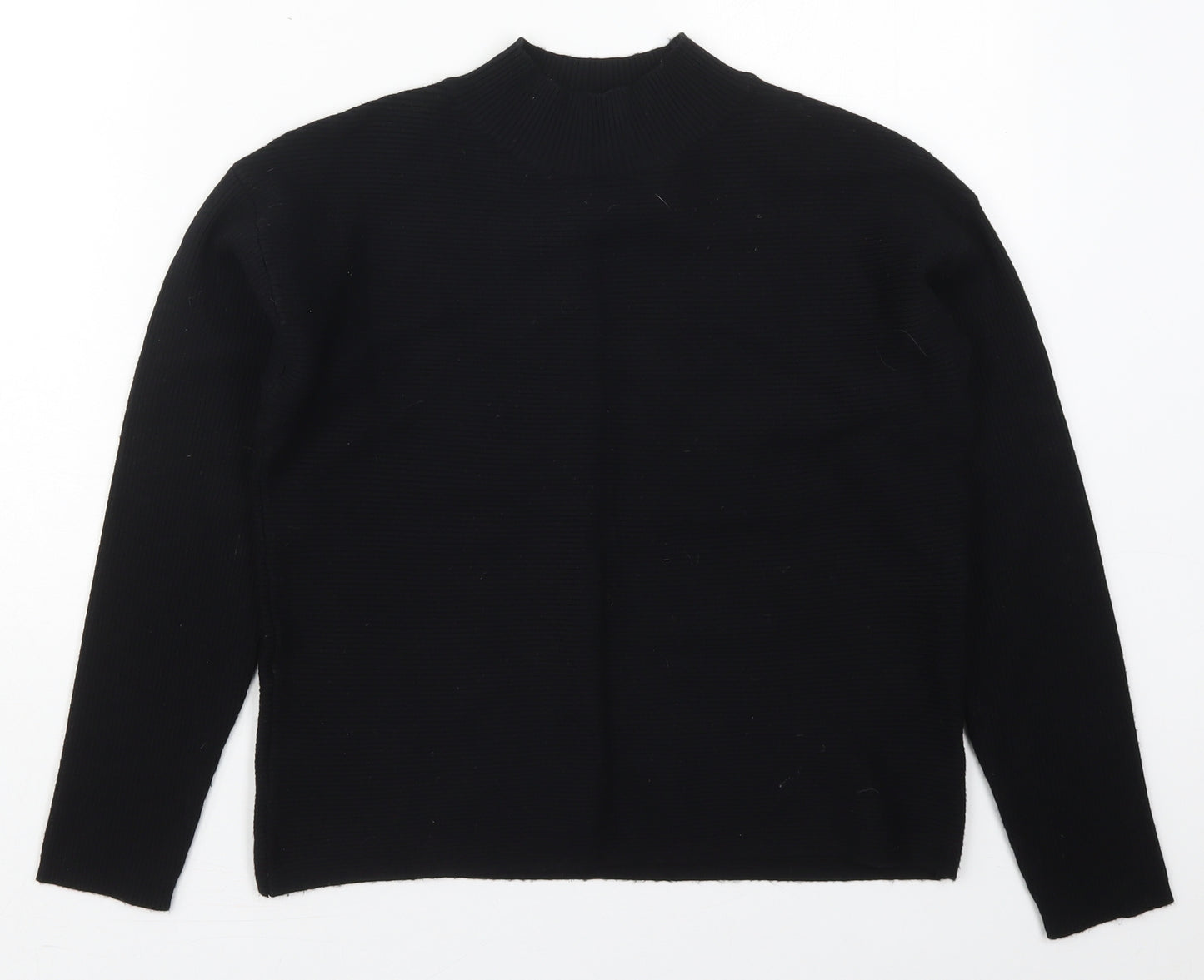 TU Womens Black Mock Neck  Viscose Pullover Jumper Size 12