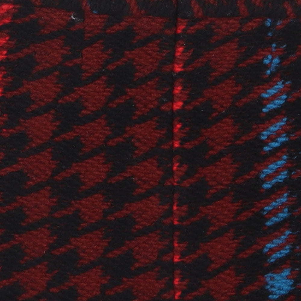 Topshop Womens Red Houndstooth Wool Mini Skirt Size 4   Zip