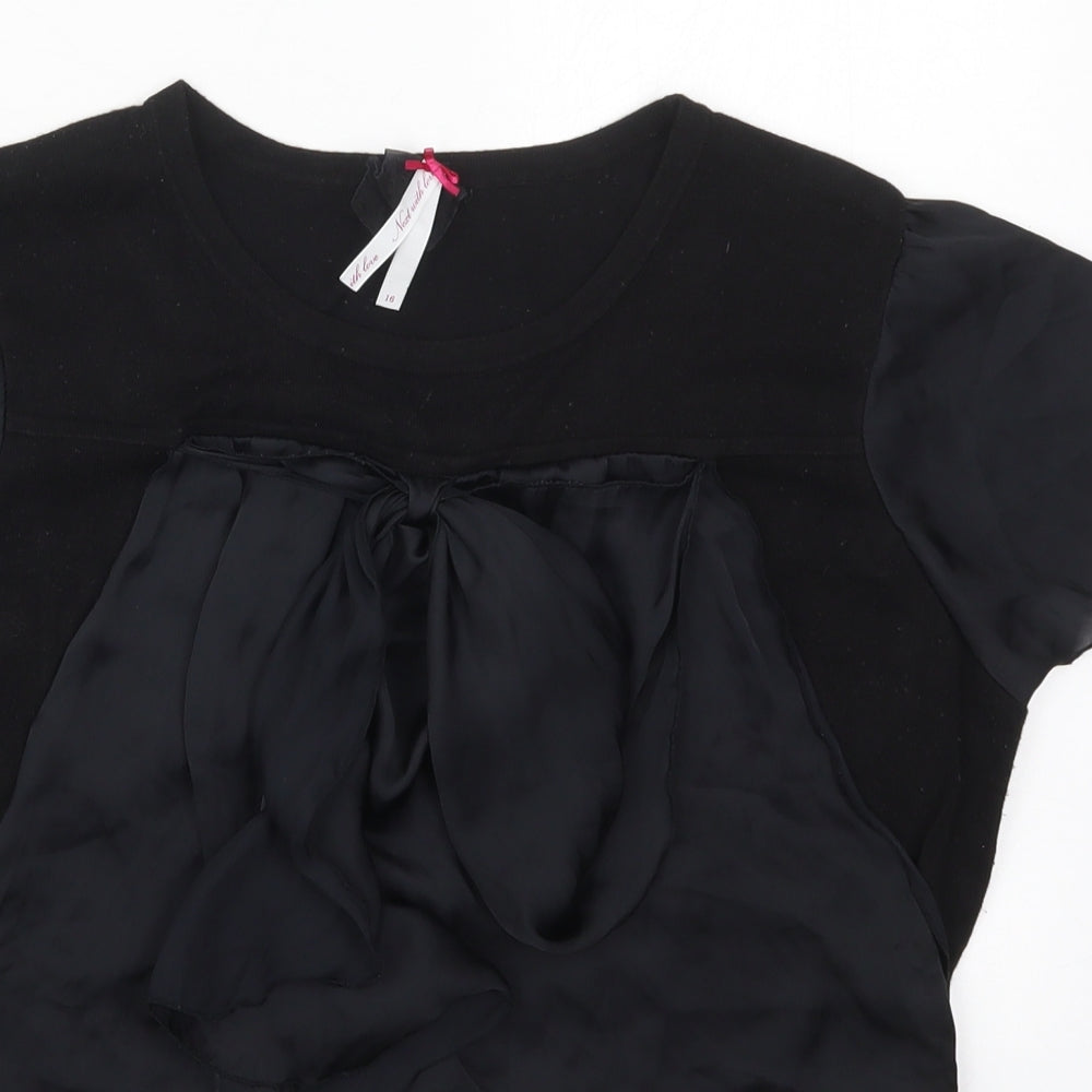 NEXT Womens Black  Viscose Basic Blouse Size 16 Crew Neck