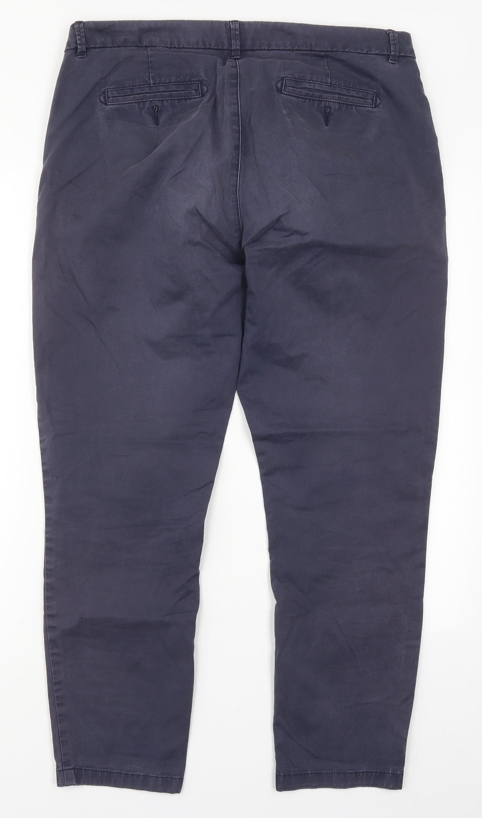 Fat Face Womens Blue  Cotton Trousers  Size 14 L28 in Regular Button