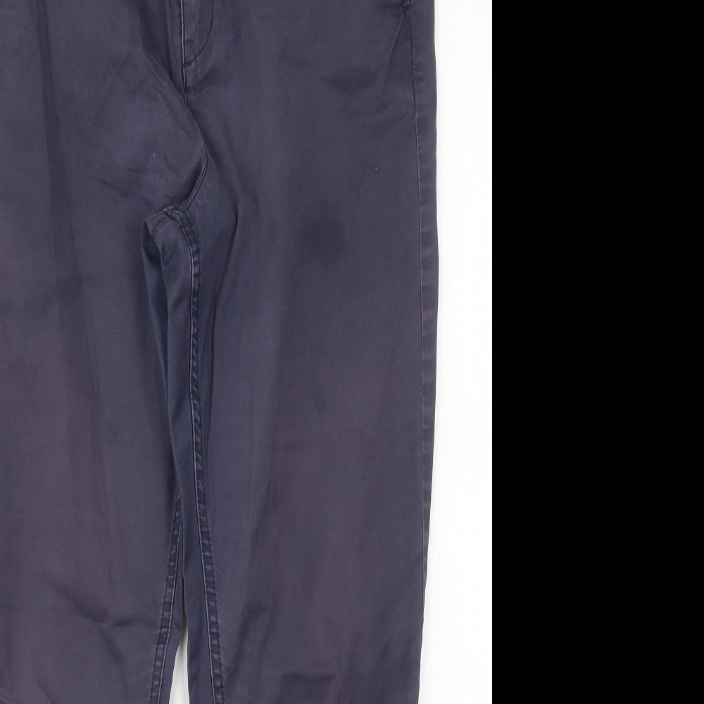 Fat Face Womens Blue  Cotton Trousers  Size 14 L28 in Regular Button