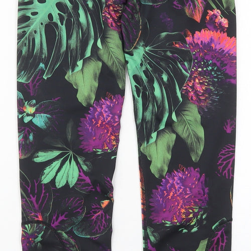 Nike Womens Green Floral Polyester Compression Leggings Size 24 in L27 in Regular