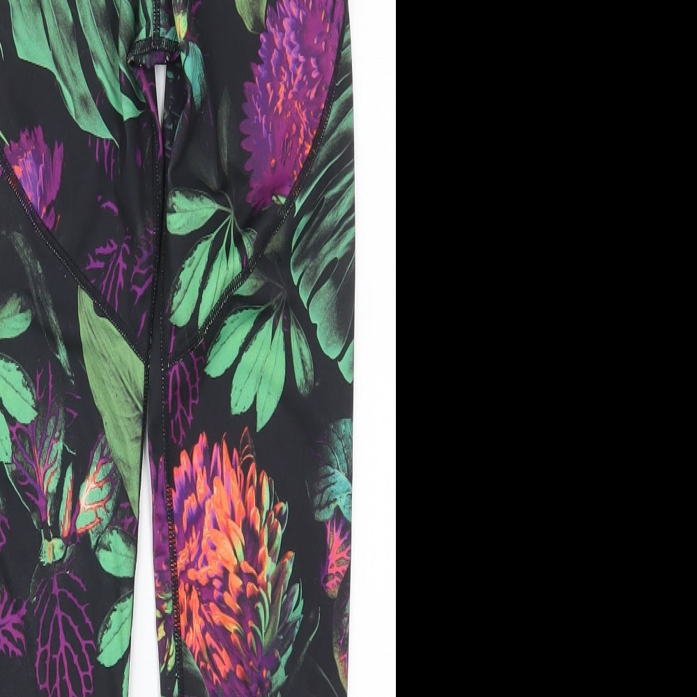 Nike Womens Green Floral Polyester Compression Leggings Size 24 in L27 in Regular