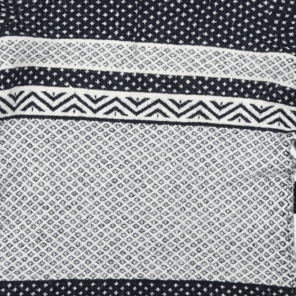 TU Womens Blue Crew Neck Geometric Acrylic Pullover Jumper Size 12