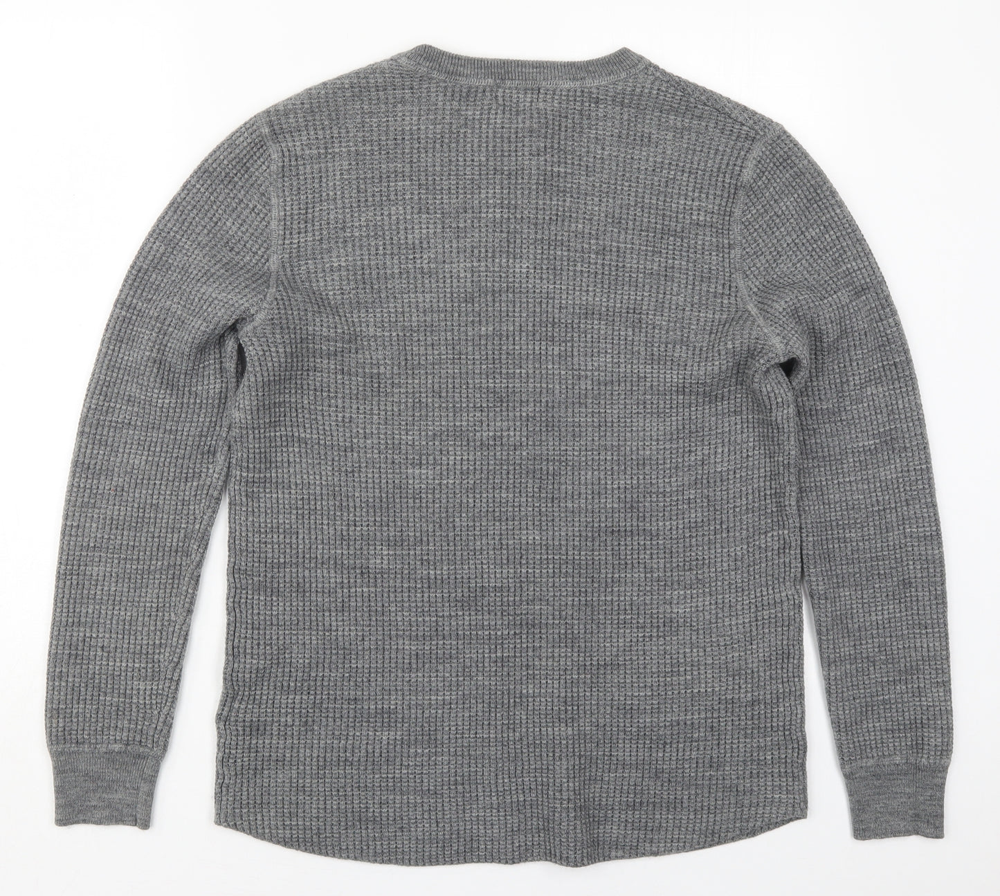 H&M Mens Grey Crew Neck  Acrylic Pullover Jumper Size L