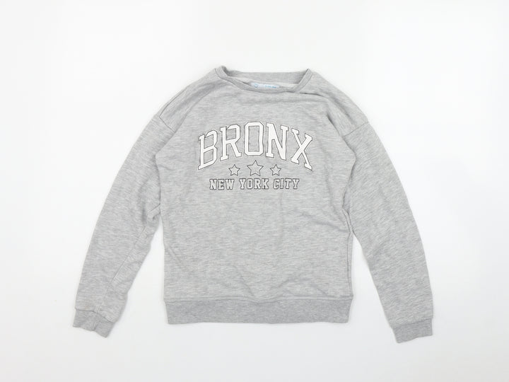 Primark Girls Grey Cotton Pullover Sweatshirt Size 10-11 Years - 'Bronx'