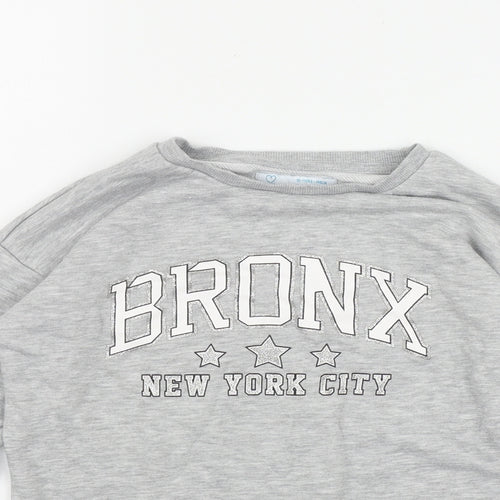 Primark Girls Grey  Cotton Pullover Sweatshirt Size 10-11 Years   - 'Bronx'