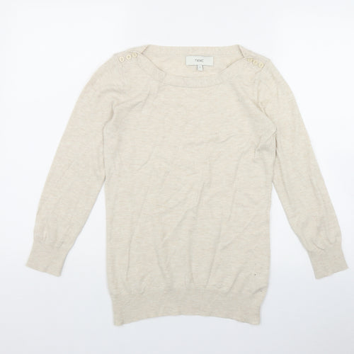 NEXT Womens Beige Round Neck  Cotton Pullover Jumper Size 8