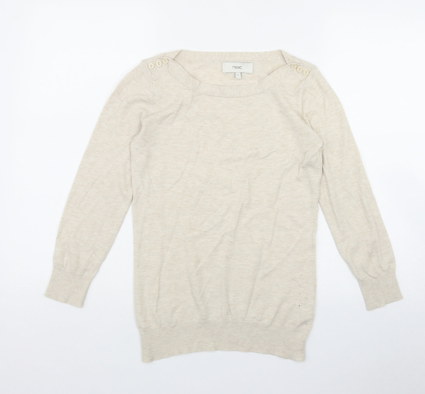 NEXT Womens Beige Round Neck  Cotton Pullover Jumper Size 8