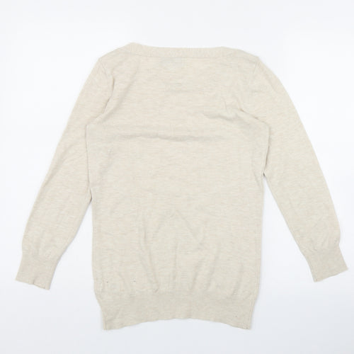 NEXT Womens Beige Round Neck  Cotton Pullover Jumper Size 8