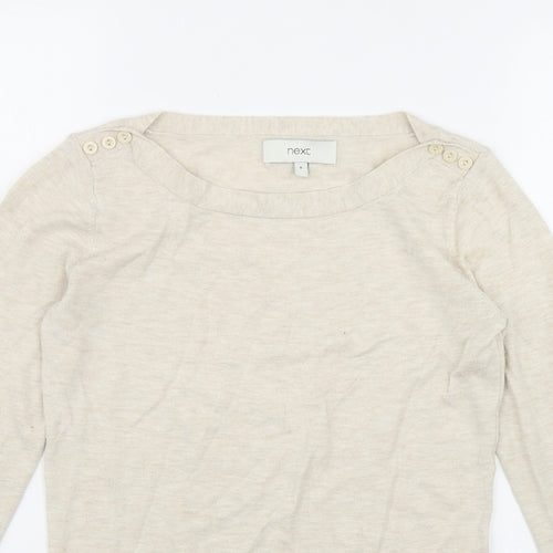 NEXT Womens Beige Round Neck  Cotton Pullover Jumper Size 8