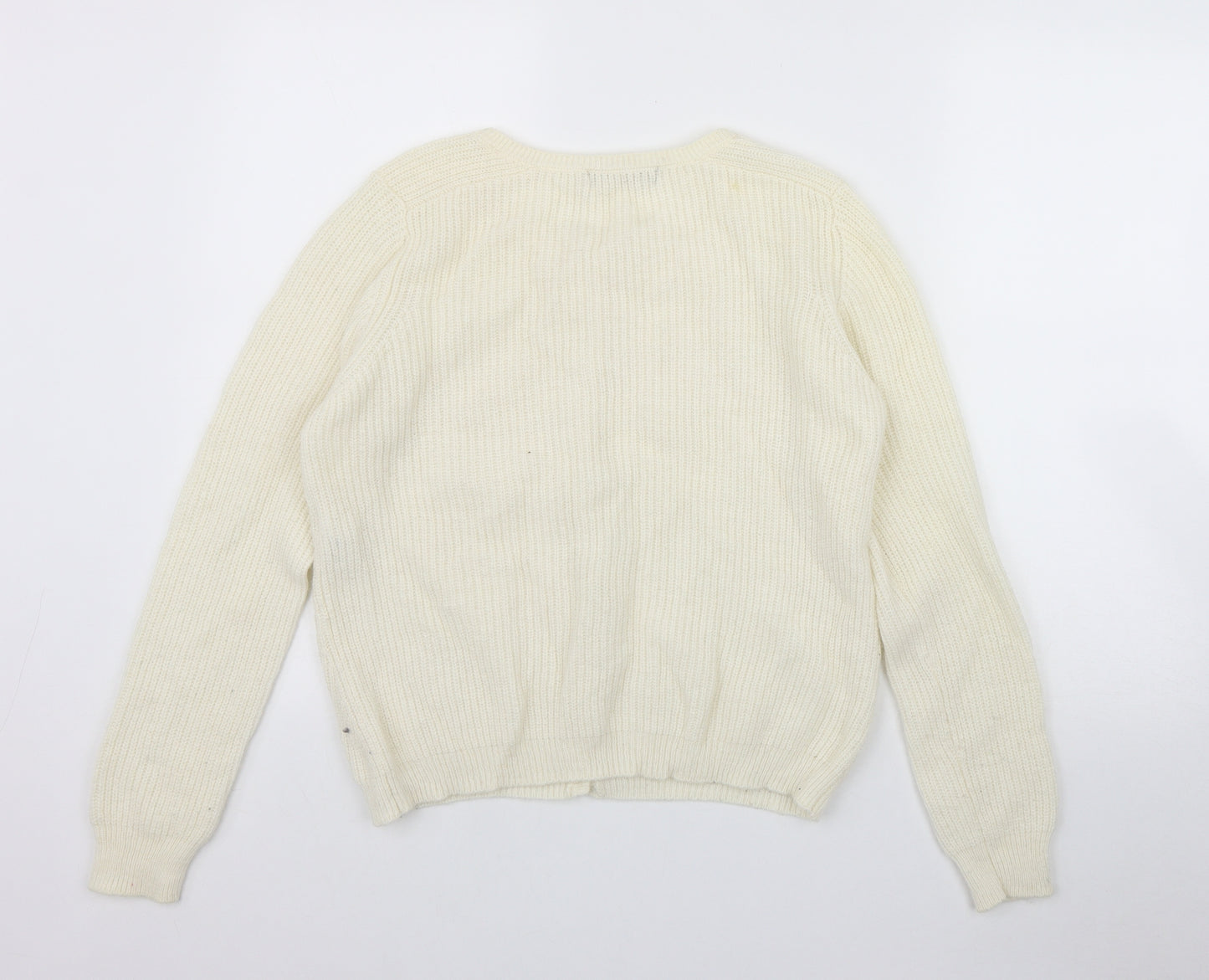 Marks and Spencer Womens Ivory Round Neck  Polyamide Cardigan Jumper Size 12