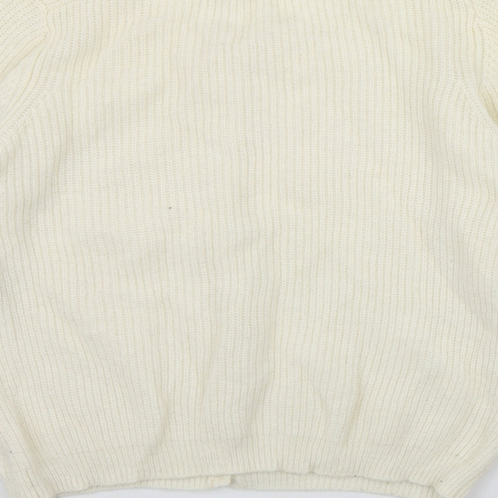 Marks and Spencer Womens Ivory Round Neck  Polyamide Cardigan Jumper Size 12