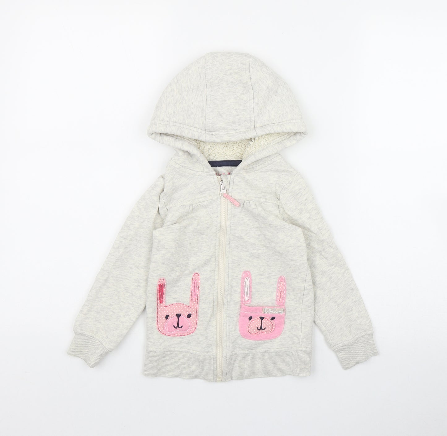 Nutmeg Girls Grey  Cotton Full Zip Hoodie Size 4-5 Years  Zip - Bunny