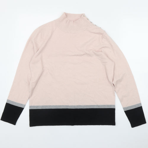 M&Co Womens Pink High Neck  Viscose Pullover Jumper Size 16
