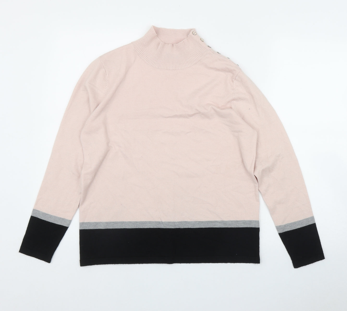 M&Co Womens Pink High Neck  Viscose Pullover Jumper Size 16