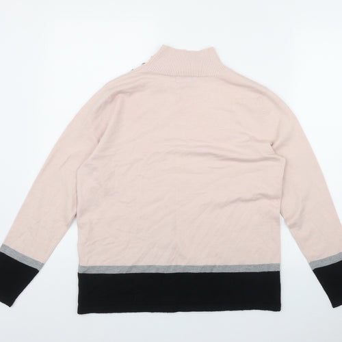 M&Co Womens Pink High Neck  Viscose Pullover Jumper Size 16