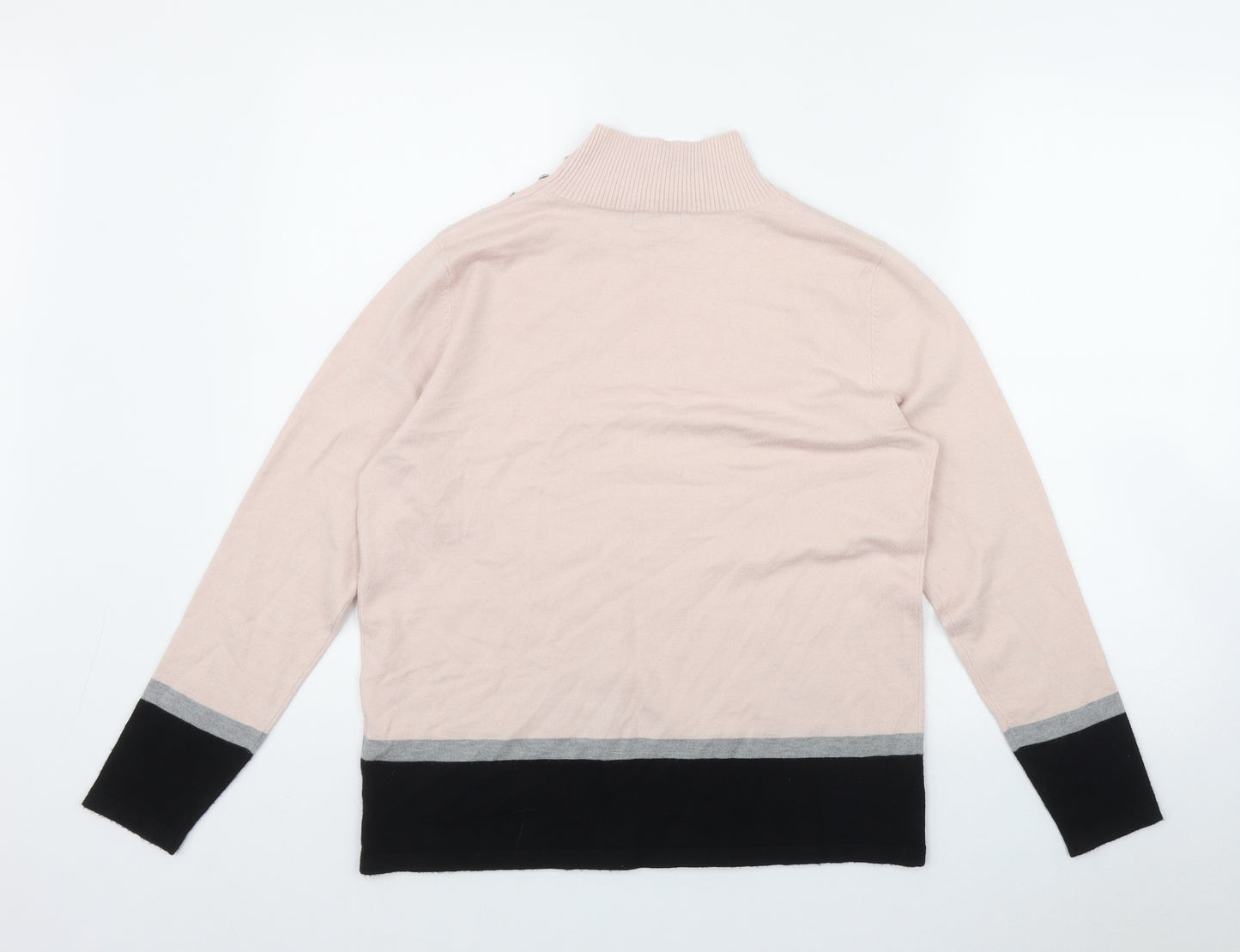 M&Co Womens Pink High Neck  Viscose Pullover Jumper Size 16
