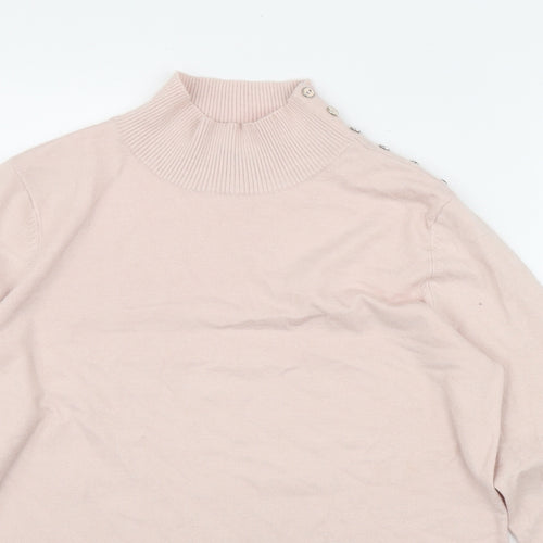 M&Co Womens Pink High Neck  Viscose Pullover Jumper Size 16