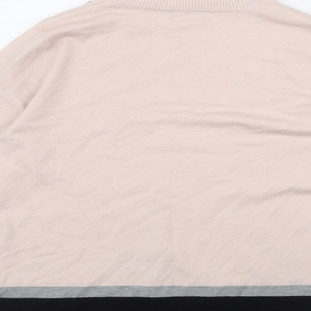 M&Co Womens Pink High Neck  Viscose Pullover Jumper Size 16