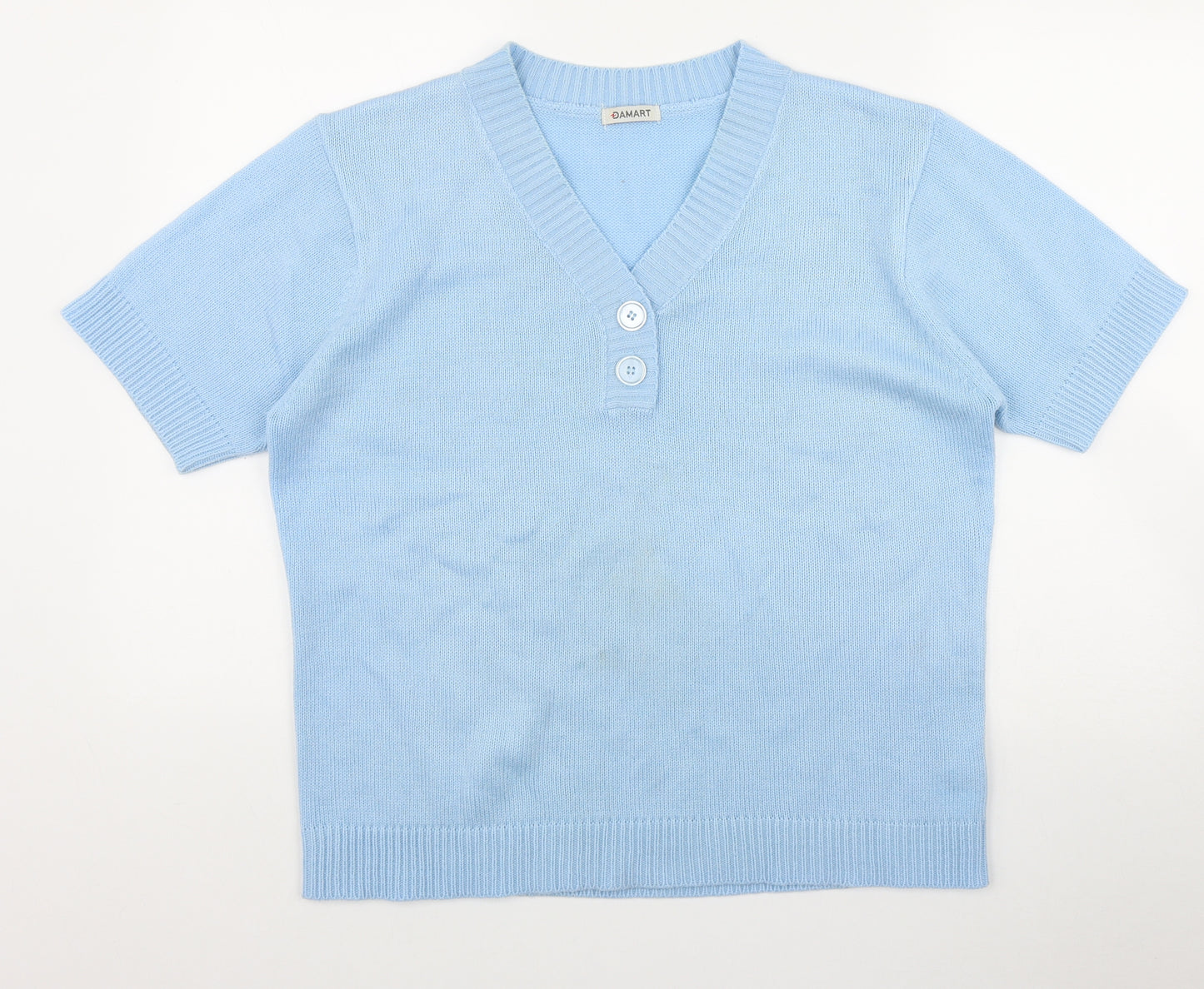 Damart Womens Blue V-Neck  Acrylic Pullover Jumper Size 18