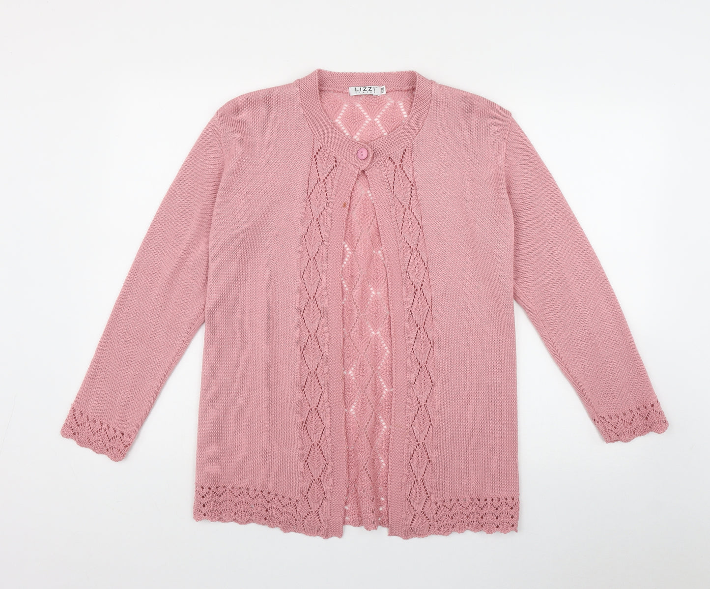 Lizzi Clarke Womens Pink Round Neck  Acrylic Cardigan Jumper Size S