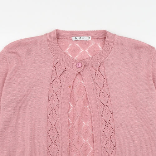 Lizzi Clarke Womens Pink Round Neck  Acrylic Cardigan Jumper Size S
