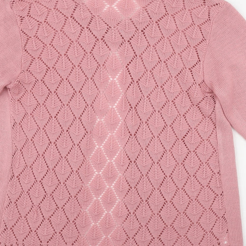 Lizzi Clarke Womens Pink Round Neck  Acrylic Cardigan Jumper Size S