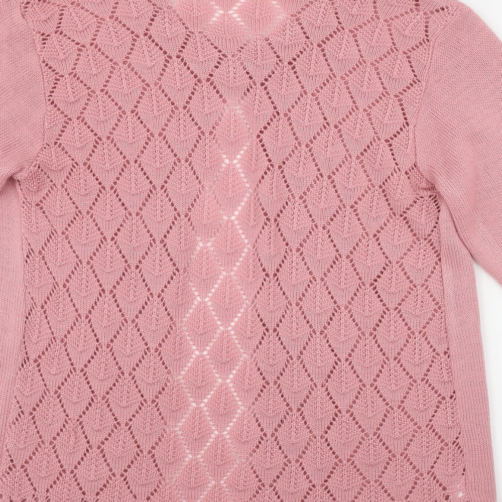 Lizzi Clarke Womens Pink Round Neck  Acrylic Cardigan Jumper Size S