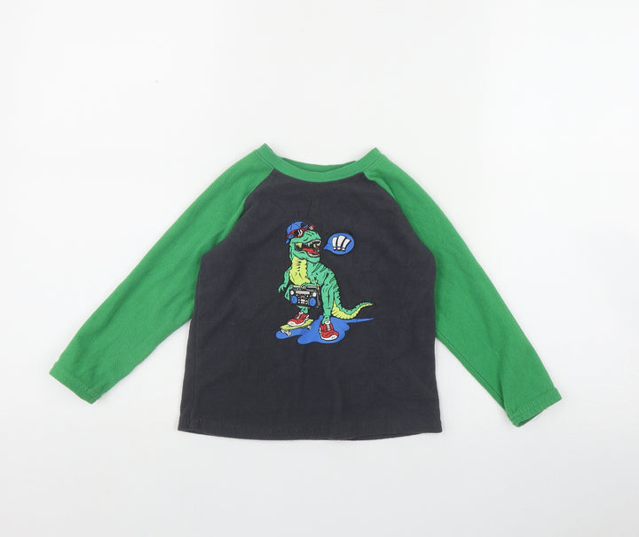 Primark Boys Grey Polyester Basic T-Shirt Size 3-4 Years Round Neck - Dinosaur