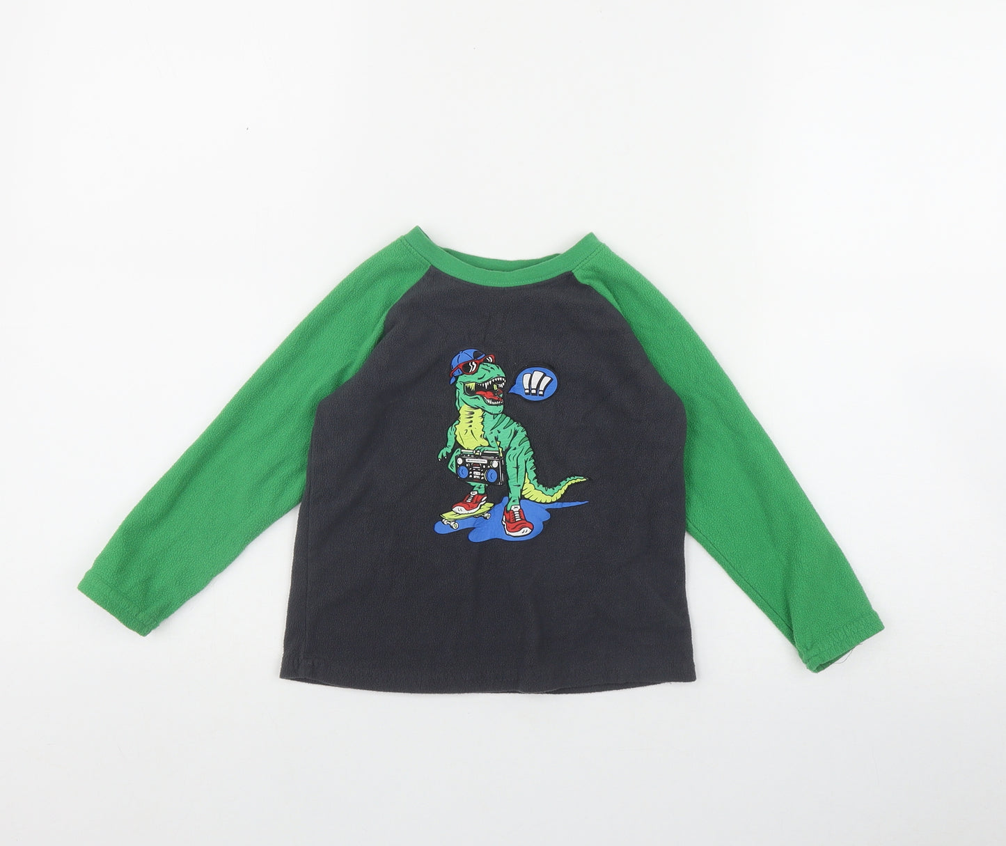 Primark Boys Grey  Polyester Basic T-Shirt Size 3-4 Years Round Neck  - Dinosaur