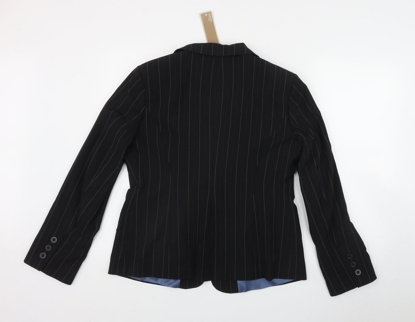Marks and Spencer Womens Black Striped  Jacket Blazer Size 16  Button