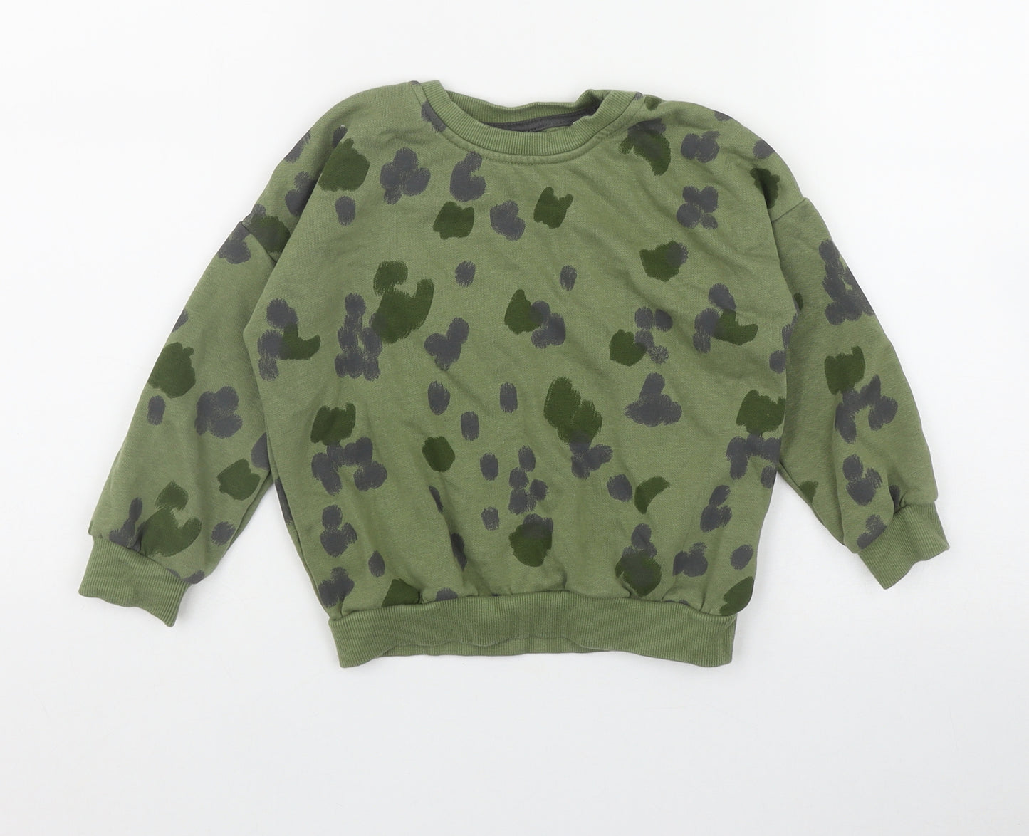 George Boys Green Camouflage Cotton Pullover Sweatshirt Size 4-5 Years