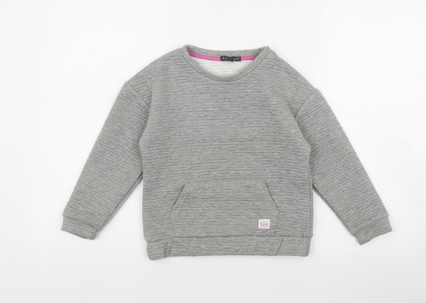 Primark Girls Grey  Polyester Pullover Sweatshirt Size 6-7 Years   - Heart stitch