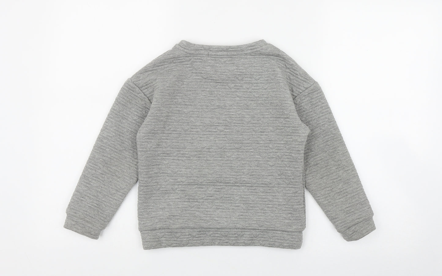 Primark Girls Grey  Polyester Pullover Sweatshirt Size 6-7 Years   - Heart stitch