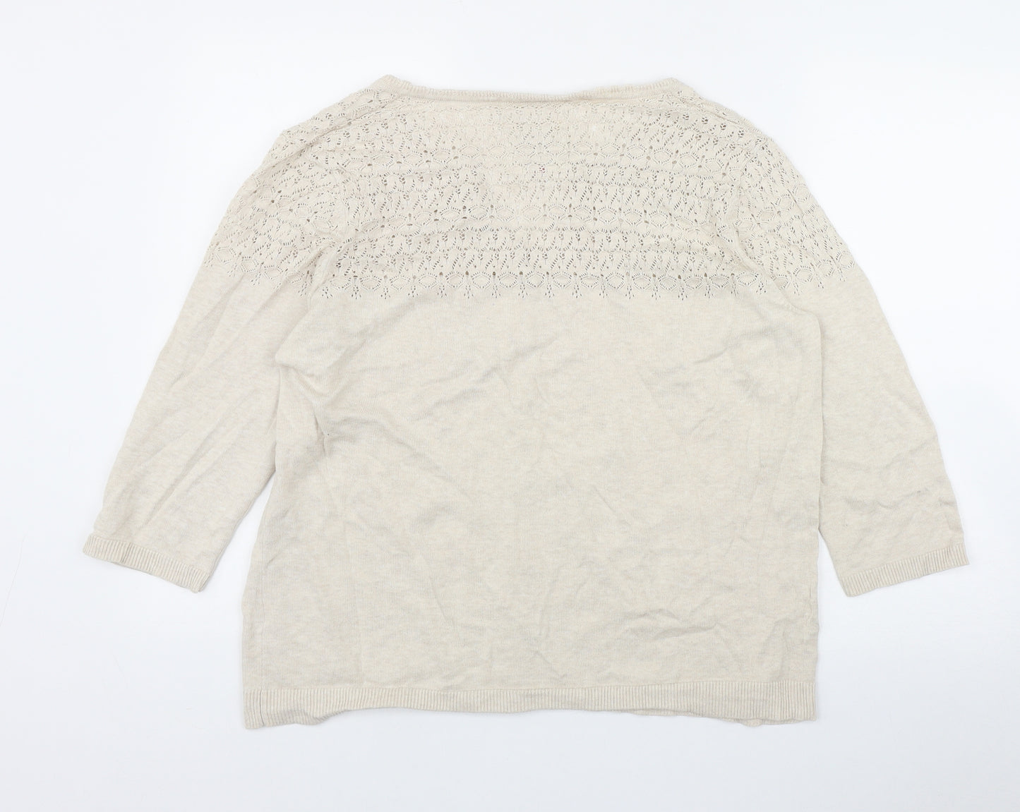 Falmer Heritage Womens Beige V-Neck  Cotton Cardigan Jumper Size 18