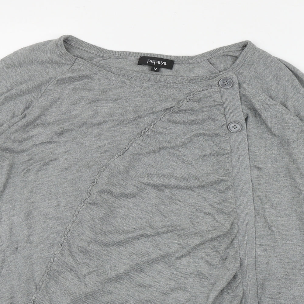 Papaya Womens Grey Round Neck  Acrylic Pullover Jumper Size 12
